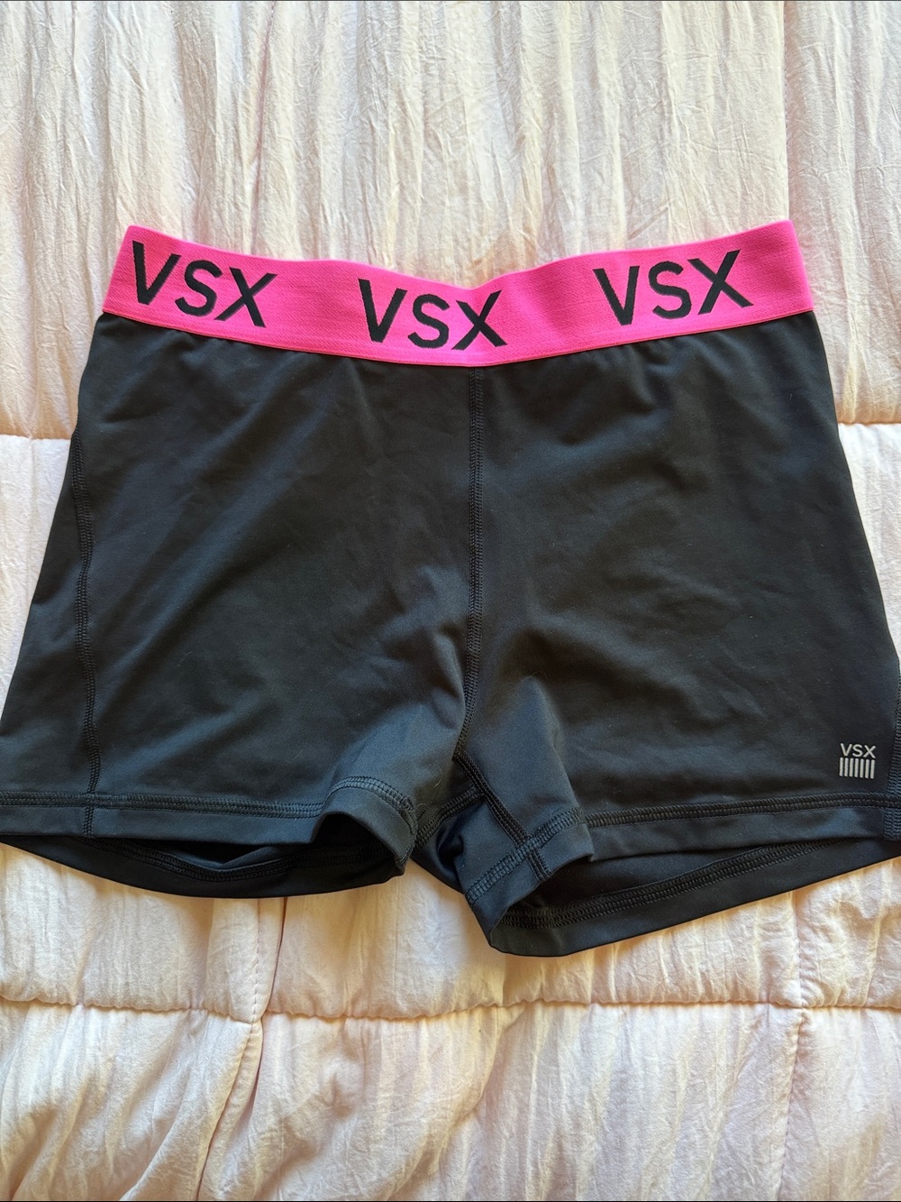VSX Black Bike Shorts with Hot Pink VSX Waistband